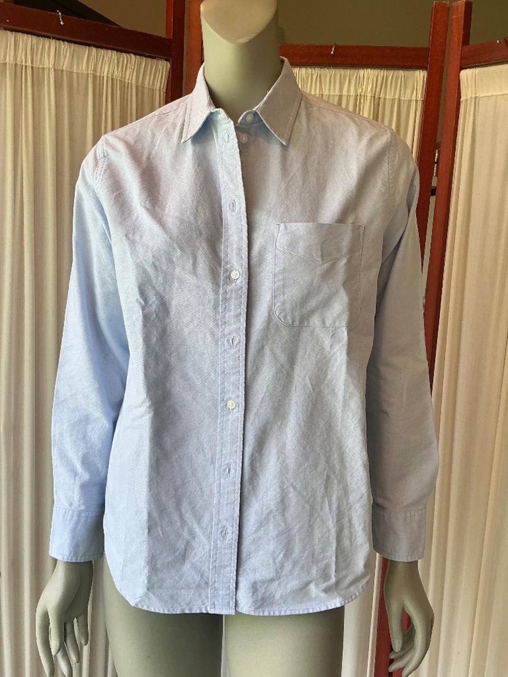 Everlane Women's Classic Relaxed Oxford Button Down Shirt Light Blue Cotton Sz 4